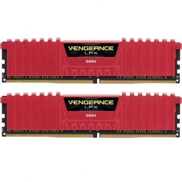 Модуль пам'яті до комп'ютера DDR4 16GB (2x8GB) 3200 MHz Vengeance LPX Red CORSAIR (CMK16GX4M2B3200C16R)