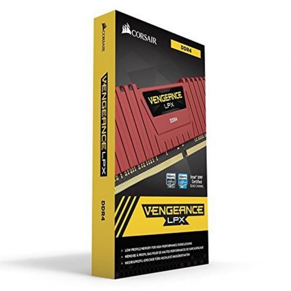 Модуль пам'яті до комп'ютера DDR4 16GB (2x8GB) 3200 MHz Vengeance LPX Red CORSAIR (CMK16GX4M2B3200C16R)