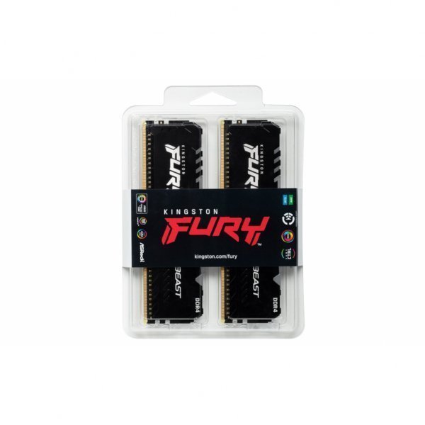 Модуль пам'яті до комп'ютера DDR4 16GB (2x8GB) 3600 MHz Fury Beast RGB HyperX (Kingston Fury) (KF436C17BBAK2/16)