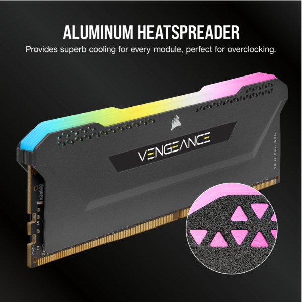 Модуль пам'яті до комп'ютера DDR4 16GB (2x8GGB) 3600 MHz Vengeance RGB Pro SL Black Corsair (CMH16GX4M2D3600C18)