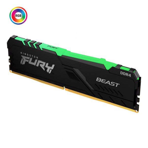 Модуль пам'яті до комп'ютера DDR4 16GB 3200 MHz Fury Beast RGB HyperX (Kingston Fury) (KF432C16BB1A/16)
