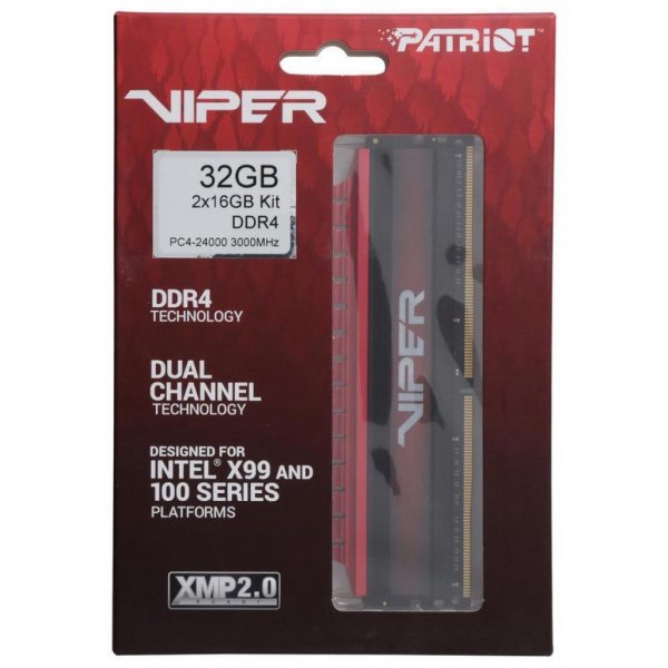 Модуль пам'яті до комп'ютера DDR4 32GB (2x16GB) 3000 MHz Viper 4 Patriot (PV432G300C6K) Модуль пам'яті до комп'ютера DDR4 32GB (2x16GB) 3000 MHz Viper 4 Patriot (PV432G300C6K)