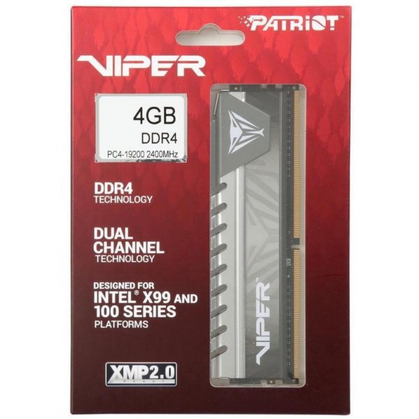 Модуль пам'яті до комп'ютера DDR4 4GB 2400 MHz Viper Patriot (PVE44G240C6GY)