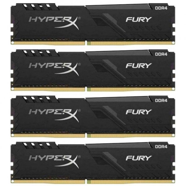 Модуль пам'яті до комп'ютера DDR4 64GB (4x16GB) 2400 MHz Fury Black Kingston (HX424C15FB4K4/64)
