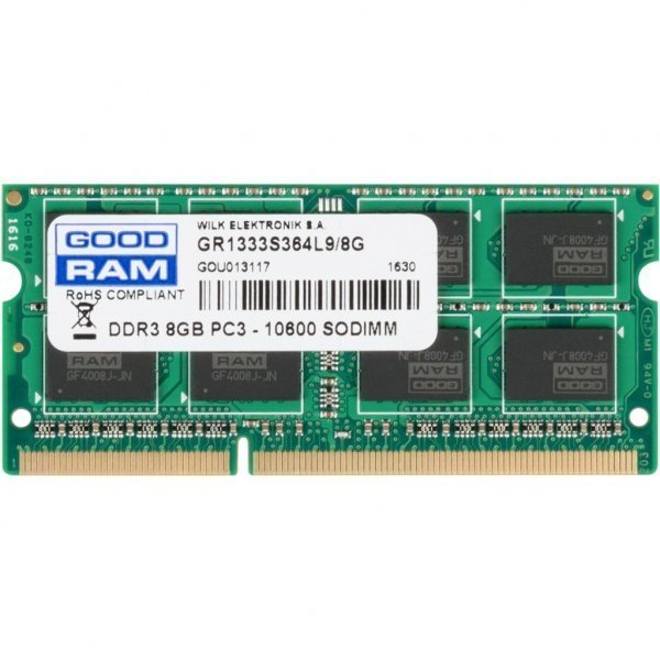 Модуль пам'яті до ноутбука SoDIMM DDR3 8GB 1333 MHz GOODRAM (GR1333S364L9/8G)