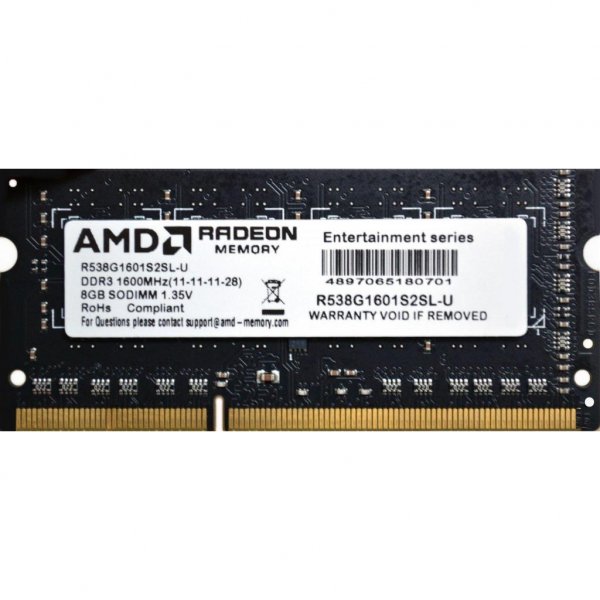 Модуль пам'яті до ноутбука SoDIMM DDR3L 8GB 1600 MHz AMD (R538G1601S2SL-U)