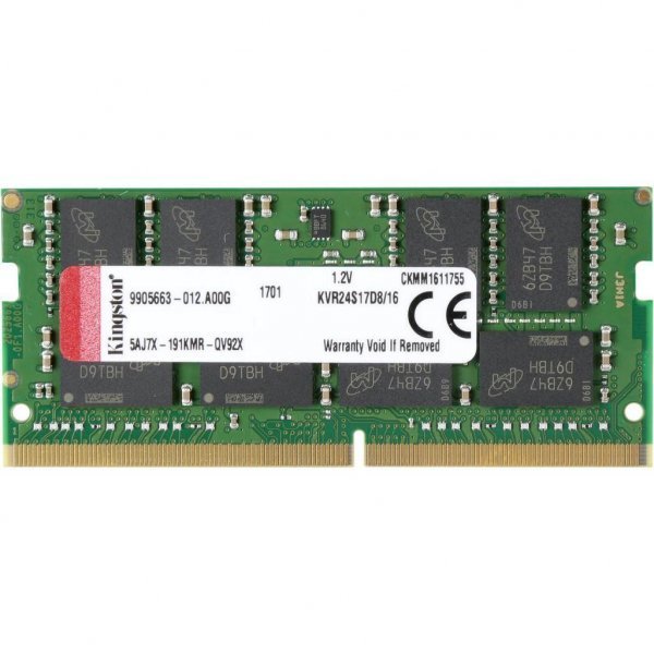 Модуль пам'яті до ноутбука SoDIMM DDR4 16GB 2400 MHz Kingston (KVR24S17D8/16)