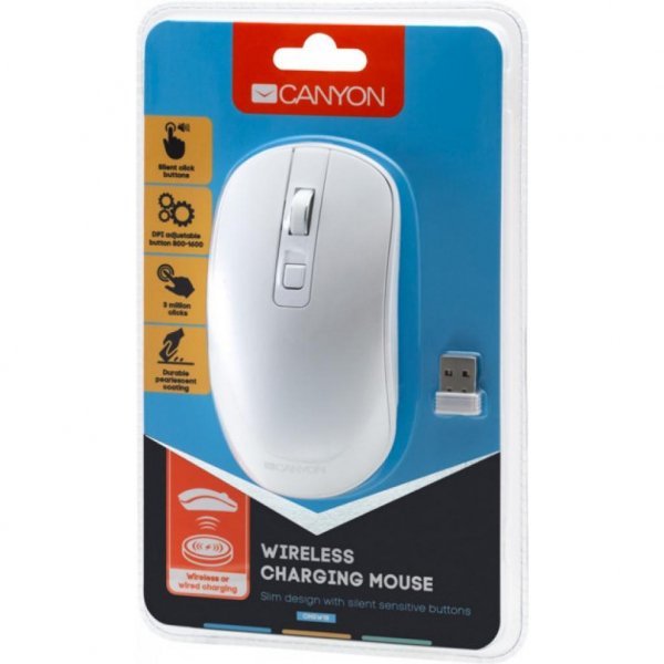 Мишка CANYON CNS-CMSW18PW Wireless White (CNS-CMSW18PW)