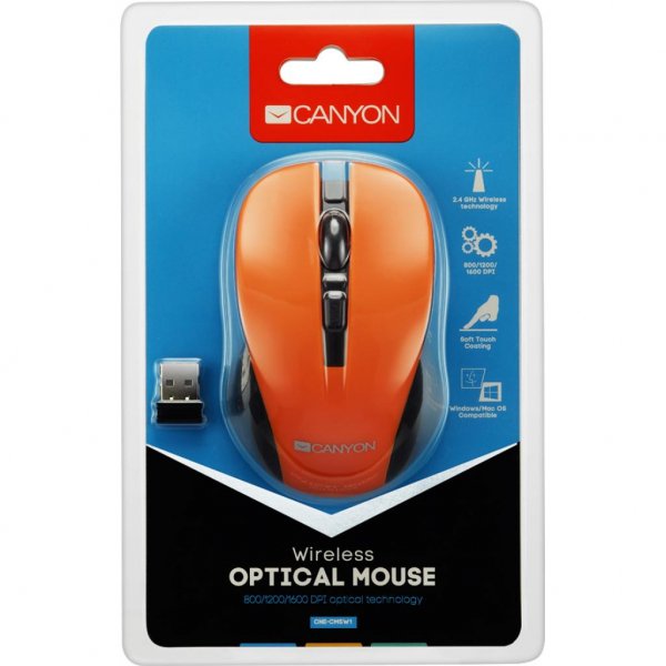 Мишка CANYON MW-1 Wireless Orange (CNE-CMSW1O)