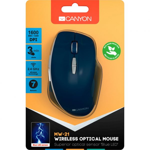 Мишка CANYON MW-21 Wireless Blue LED Blue (CNS-CMSW21BL)