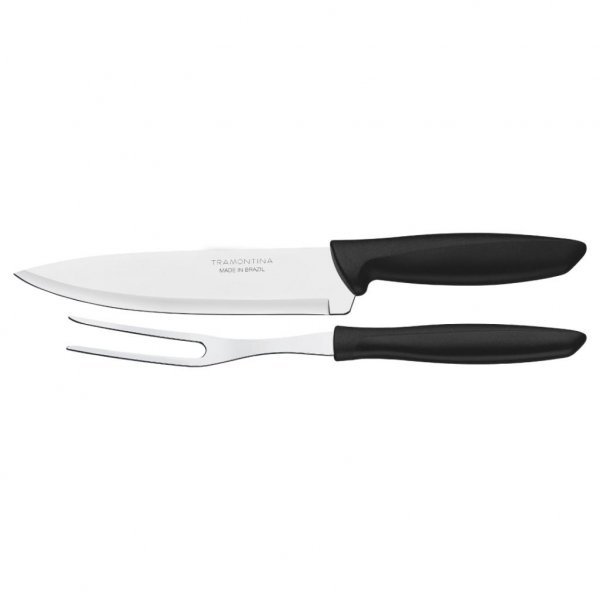 Набір ножів Tramontina Plenus 2 предмети (ніж 178мм + виделка) Black (23498/010)