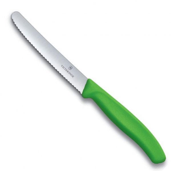 Набір ножів Victorinox SwissClassic 11см, 2шт. в блістері, хвилясте лезо, зелений (6.7836.L114B)