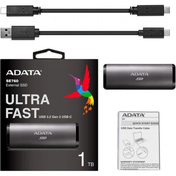 Накопичувач SSD USB 3.2 1TB ADATA (ASE760-1TU32G2-CTI)