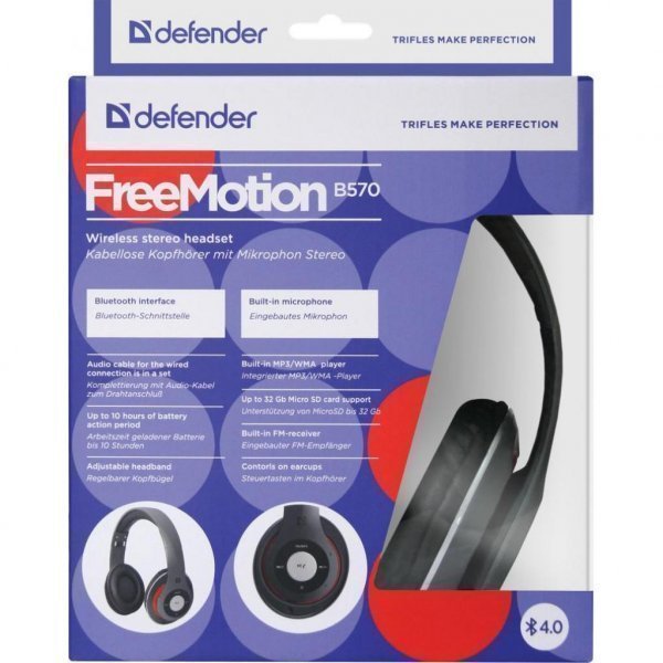 Навушники Defender FreeMotion B570 Red-Gray (63570)