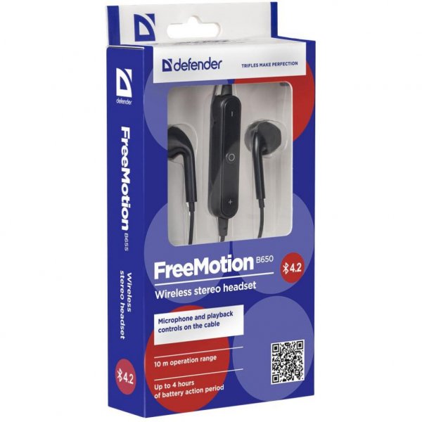 Навушники Defender FreeMotion B650 Bluetooth Black (63650) Навушники Defender FreeMotion B650 Bluetooth Black (63650)