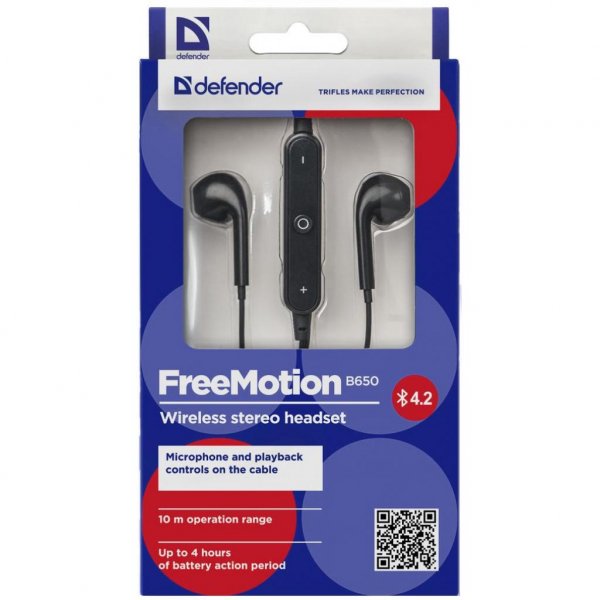 Навушники Defender FreeMotion B650 Bluetooth Black (63650) Навушники Defender FreeMotion B650 Bluetooth Black (63650)