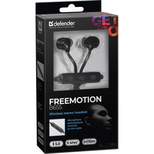 Навушники Defender FreeMotion B655 Bluetooth Black (63655) Навушники Defender FreeMotion B655 Bluetooth Black (63655)