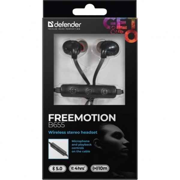 Навушники Defender FreeMotion B655 Bluetooth Black (63655) Навушники Defender FreeMotion B655 Bluetooth Black (63655)
