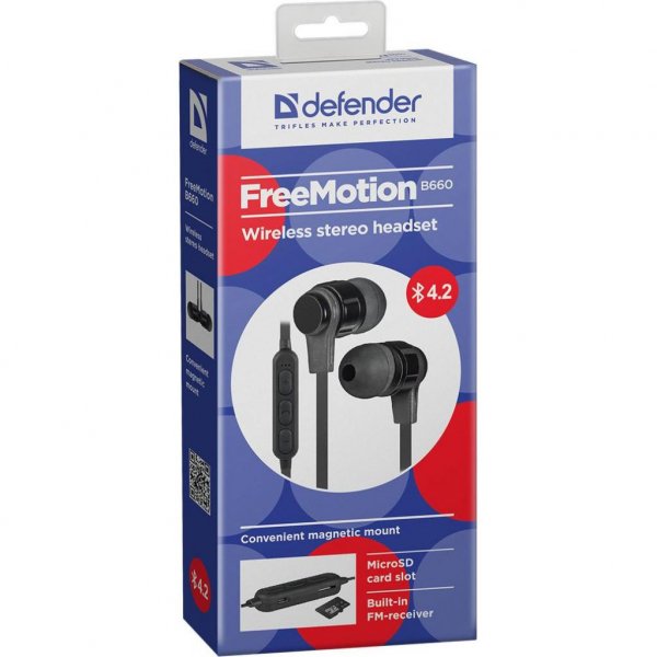 Навушники Defender FreeMotion B660 Black (63660) Навушники Defender FreeMotion B660 Black (63660)
