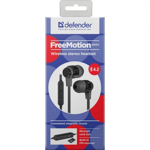 Навушники Defender FreeMotion B660 Black (63660) Навушники Defender FreeMotion B660 Black (63660)