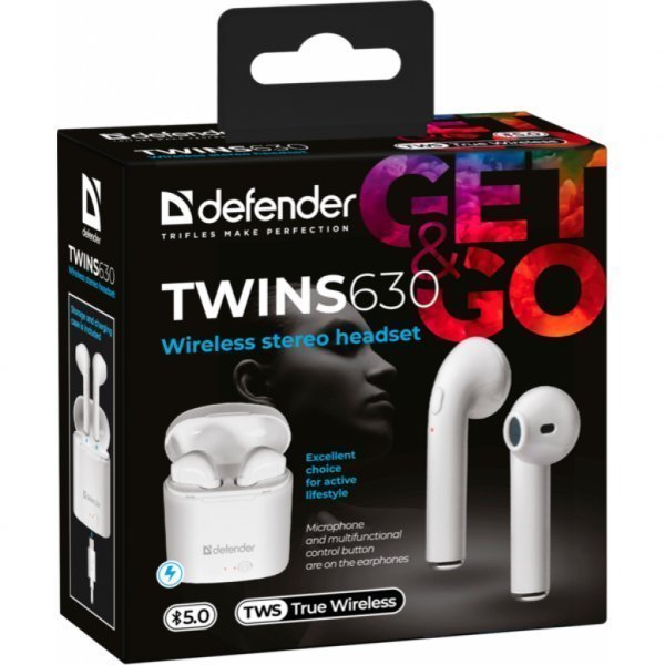 Навушники Defender Twins 630 TWS Bluetooth White (63630)