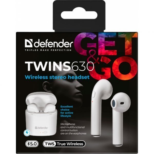 Навушники Defender Twins 630 TWS Bluetooth White (63630)