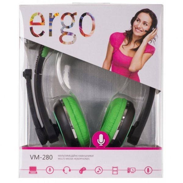 Навушники Ergo VM-280 Green Навушники Ergo VM-280 Green