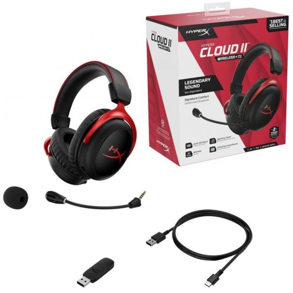 Навушники HyperX Cloud II Wireless Black-red (HHSC2X-BA-RD/G) Навушники HyperX Cloud II Wireless Black-red (HHSC2X-BA-RD/G)