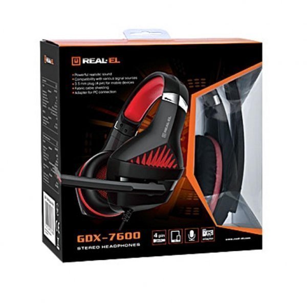 Навушники REAL-EL GDX-7600 Bblack-Red