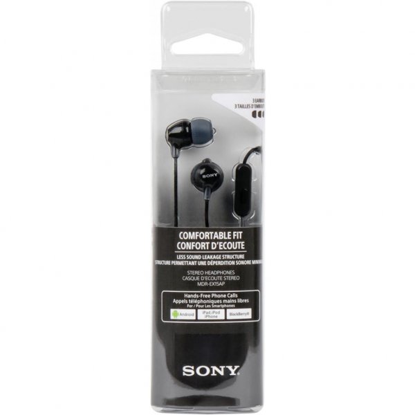 Навушники SONY MDR-EX15AP Black (MDREX15APB.CE7)