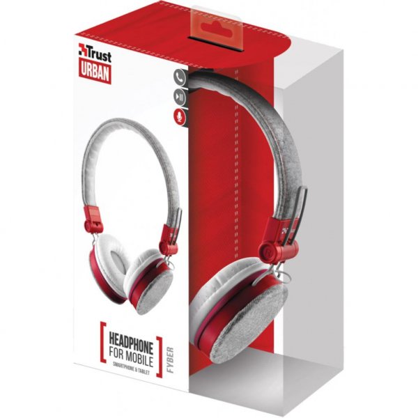 Навушники Trust Urban Revolt Fyber Headphone Grey-Red (20073) Навушники Trust Urban Revolt Fyber Headphone Grey-Red (20073)