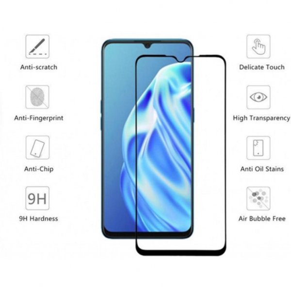 Скло захисне Drobak OPPO A91 Full Cover Full Glue (Black) (222221) (222221)