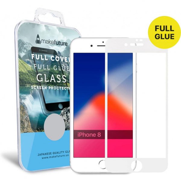 Скло захисне MakeFuture для Apple iPhone 8 White Full Cover Full Glue (MGFCFG-AI8W)