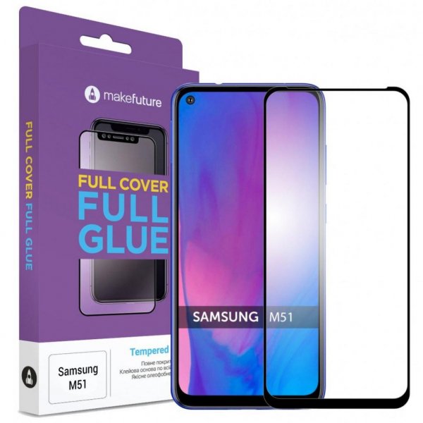 Скло захисне MakeFuture Samsung M51 Full Cover Full Glue (MGF-SM51)