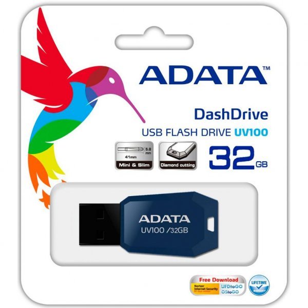 USB флеш накопичувач ADATA 32GB DashDrive UV100 Blue USB 2.0 (AUV100-32G-RBL) USB флеш накопичувач ADATA 32GB DashDrive UV100 Blue USB 2.0 (AUV100-32G-RBL)