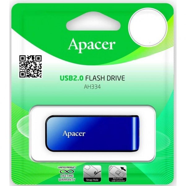 USB флеш накопичувач Apacer 32GB AH334 blue USB 2.0 (AP32GAH334U-1)