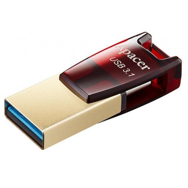 USB флеш накопичувач Apacer 64GB AH180 Red Type-C Dual USB 3.1 (AP64GAH180R-1)