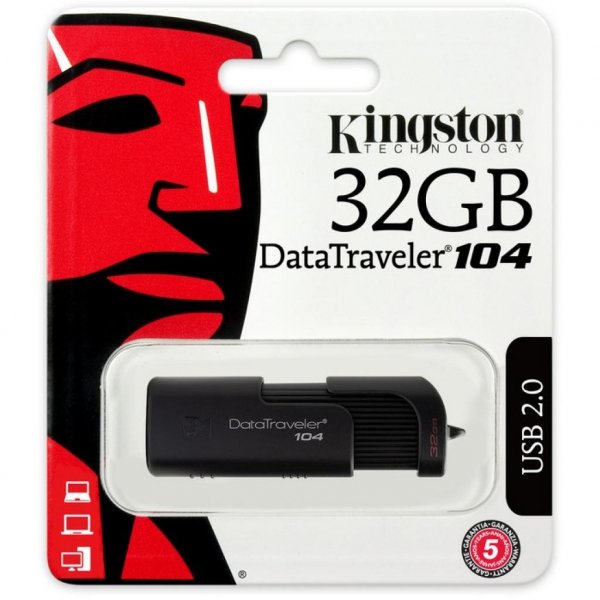 USB флеш накопичувач Kingston 32GB DataTraveller 104 Black USB 2.0 (DT104/32GB)