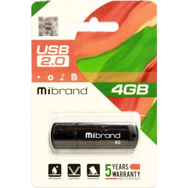 USB флеш накопичувач Mibrand 32GB Grizzly Black USB 2.0 (MI2.0/GR32P3B)