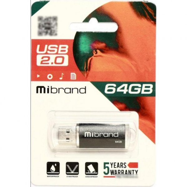 USB флеш накопичувач Mibrand 64GB Cougar Black USB 2.0 (MI2.0/CU64P1B)