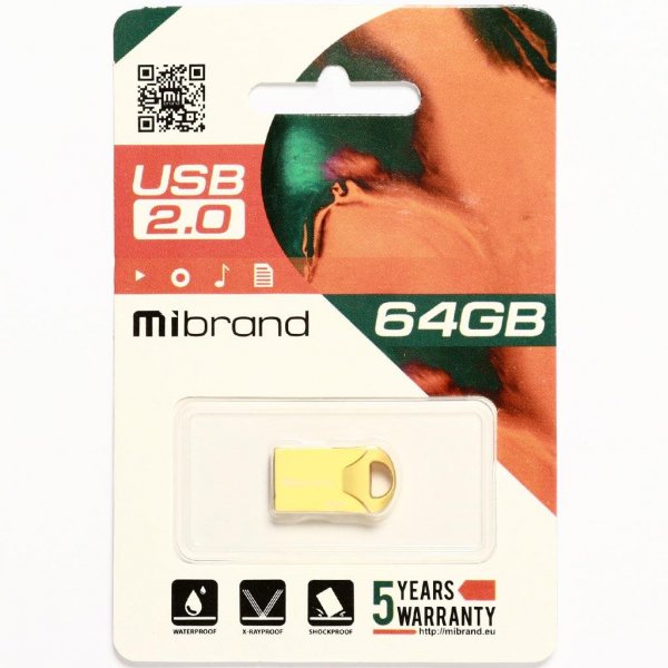 USB флеш накопичувач Mibrand 64GB Hawk Gold USB 2.0 (MI2.0/HA64M1G)