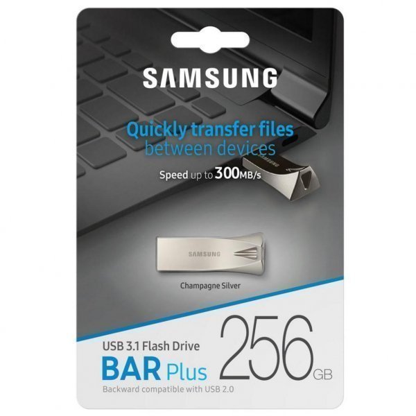 USB флеш накопичувач Samsung 256GB Bar Plus Silver USB 3.1 (MUF-256BE3/APC)