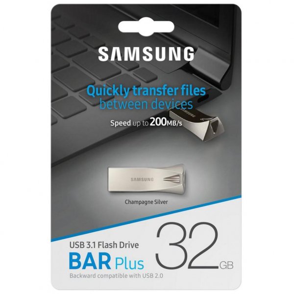 USB флеш накопичувач Samsung 32GB Bar Plus Silver USB 3.1 (MUF-32BE3/APC) USB флеш накопичувач Samsung 32GB Bar Plus Silver USB 3.1 (MUF-32BE3/APC)