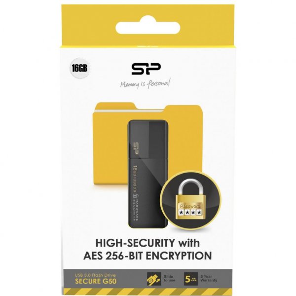 USB флеш накопичувач Silicon Power 16GB Secure G50 USB 3.0 (SP016GBUF3G50V1K)
