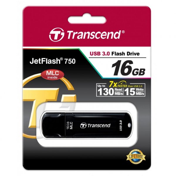 USB флеш накопичувач Transcend 16GB JetFlash MLC USB 3.0 (TS16GJF750K) USB флеш накопичувач Transcend 16GB JetFlash MLC USB 3.0 (TS16GJF750K)