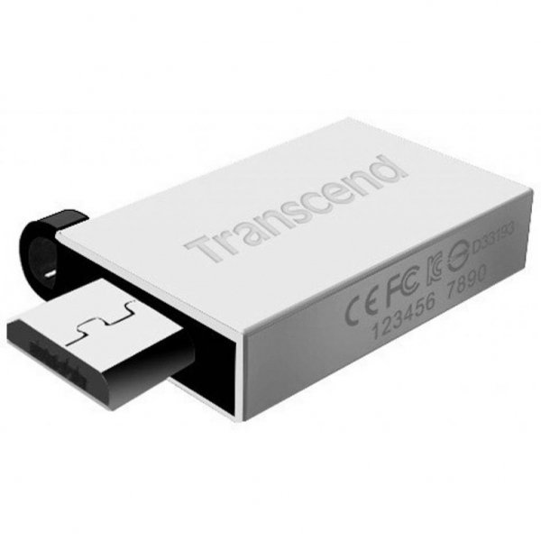 USB флеш накопичувач Transcend 32G On-The-Go Silver USB 2.0 (TS32GJF380S)