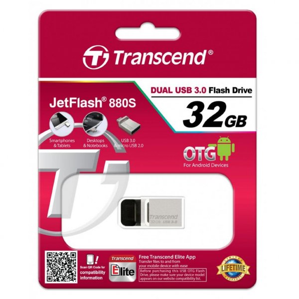 USB флеш накопичувач Transcend 32GB JetFlash OTG 880 Metal Silver USB 3.0 (TS32GJF880S) USB флеш накопичувач Transcend 32GB JetFlash OTG 880 Metal Silver USB 3.0 (TS32GJF880S)
