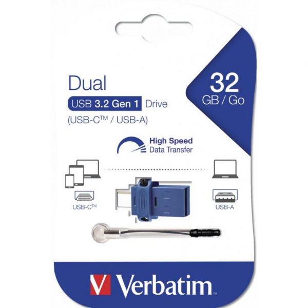 USB флеш накопичувач Verbatim 32GB Dual USB Drive USB 3.0/Type-C (49966)