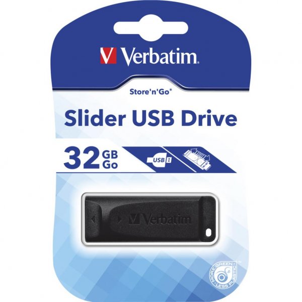 USB флеш накопичувач Verbatim 32GB Slider Black USB 2.0 (98697)