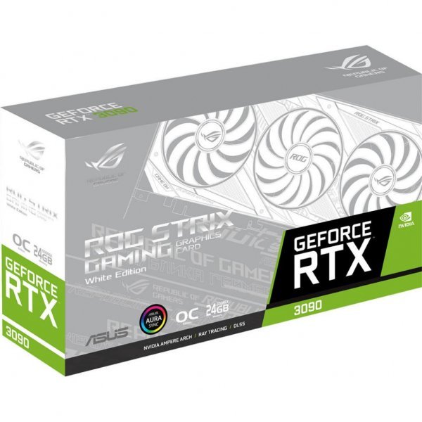 Відеокарта ASUS GeForce RTX3090 24Gb ROG STRIX OC WHITE (ROG-STRIX-RTX3090-O24G-WHITE)